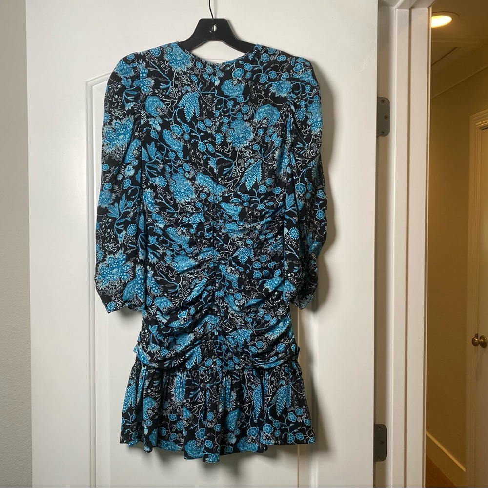 NWT Tanya Taylor Silk Blue Printed Raven Dress - Picture 5 of 9